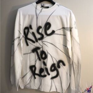 Left Point White Graphic Sweatshirt with Black Text